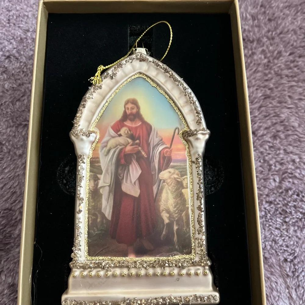 Religious Ornament with Jesus and Lamb